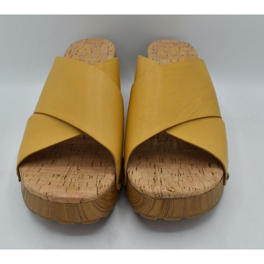 Kork-Ease Womens Size 10 Tatum Yellow Full Grain Leather Heeled Platform Sandals - Picture 2 of 13